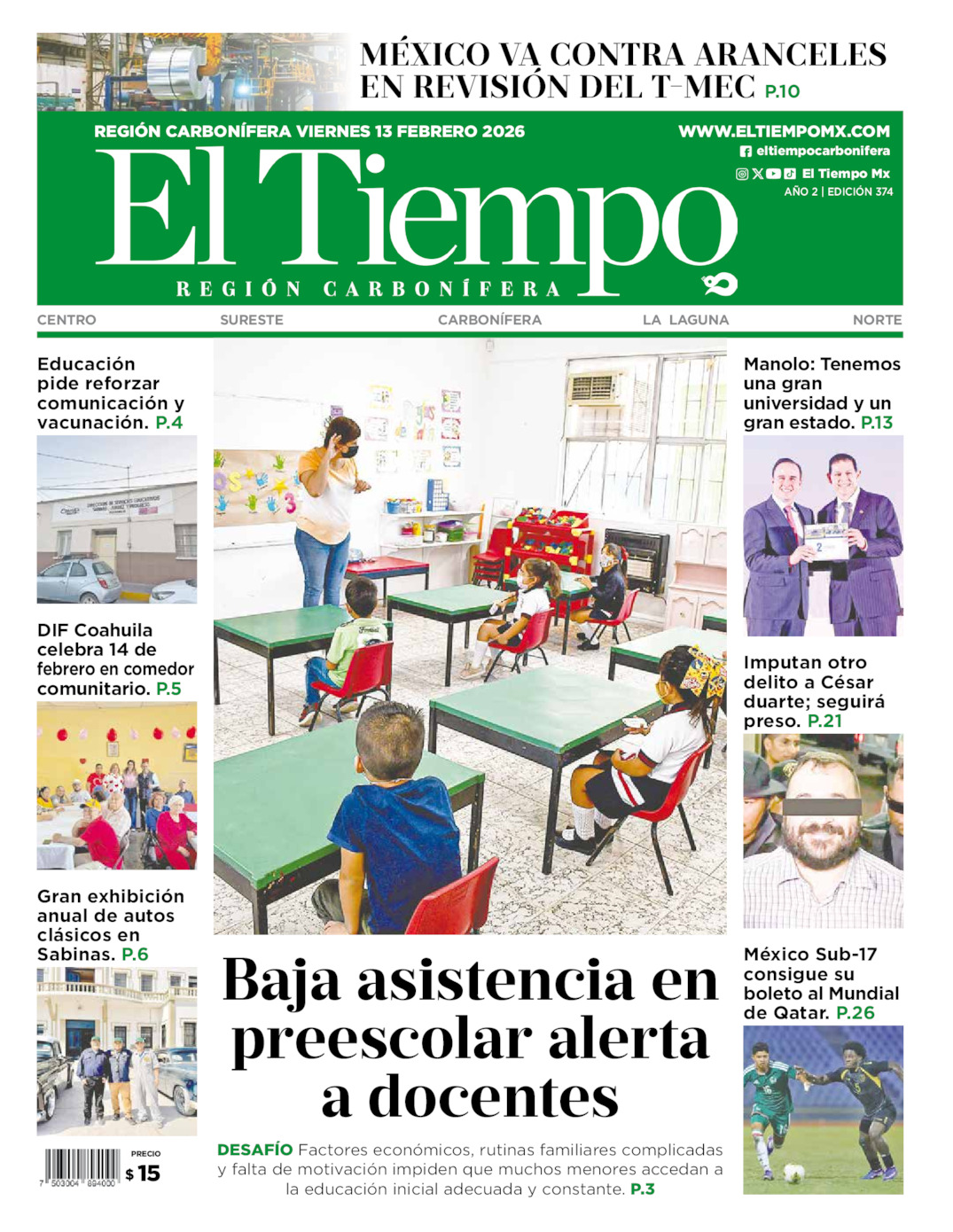 Edición impresa de El Tiempo Región Carbonífera