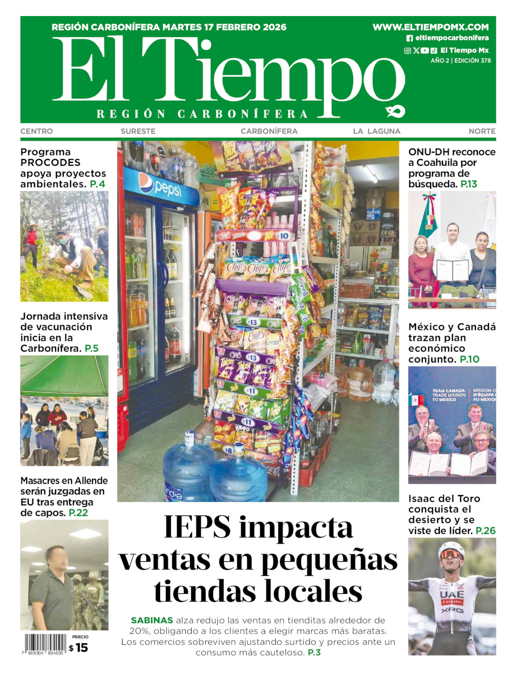 Edición impresa de El Tiempo Región Carbonífera