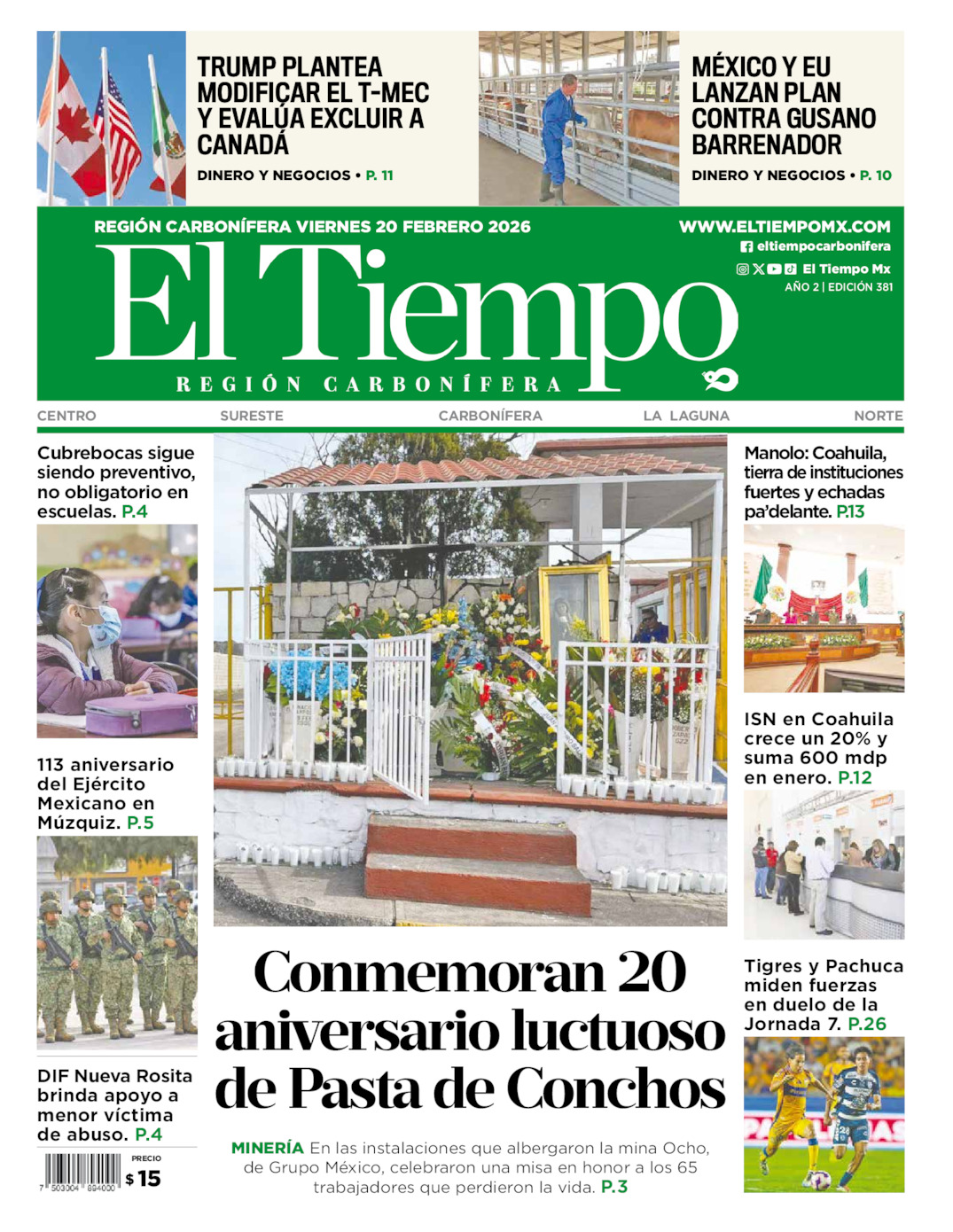 Edición impresa de El Tiempo Región Carbonífera