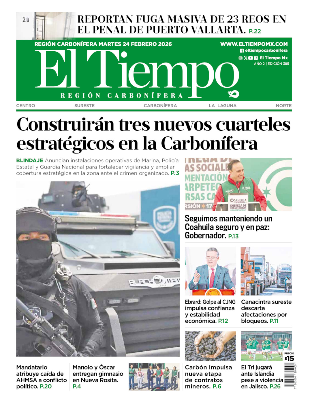 Edición impresa de El Tiempo Región Carbonífera