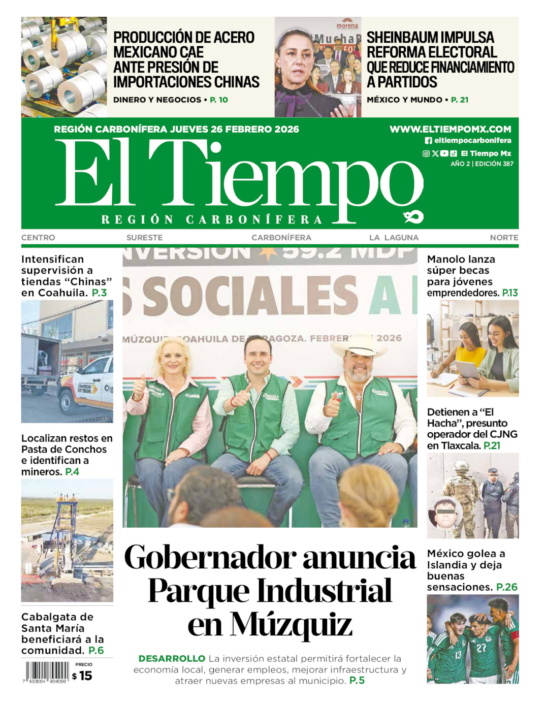 Edición impresa de El Tiempo Región Carbonífera