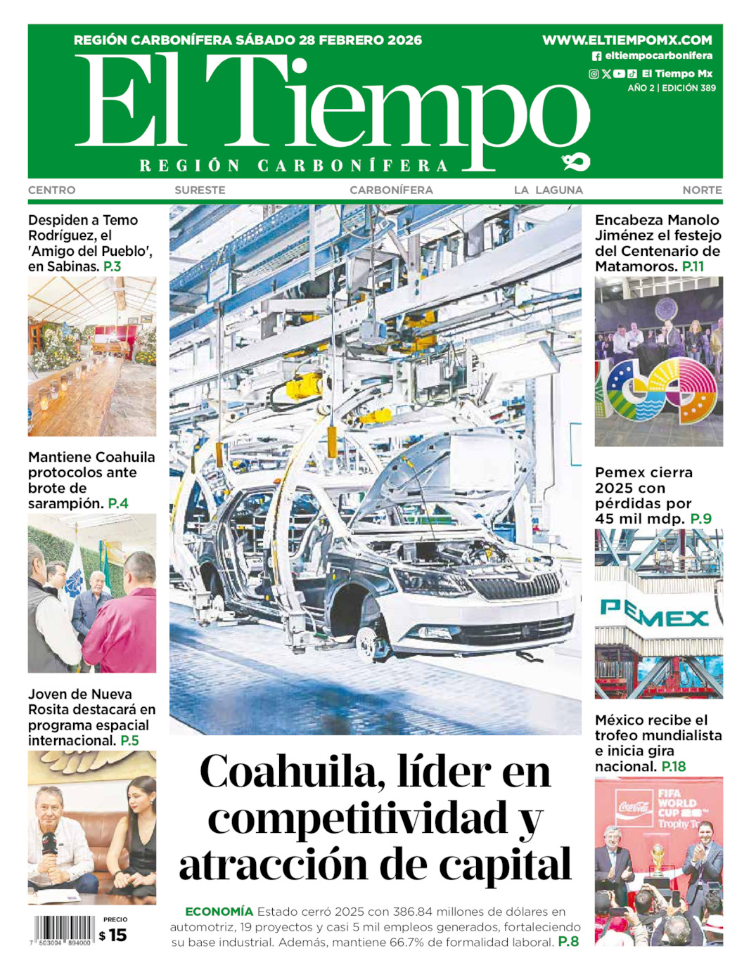 Edición impresa de El Tiempo Región Carbonífera