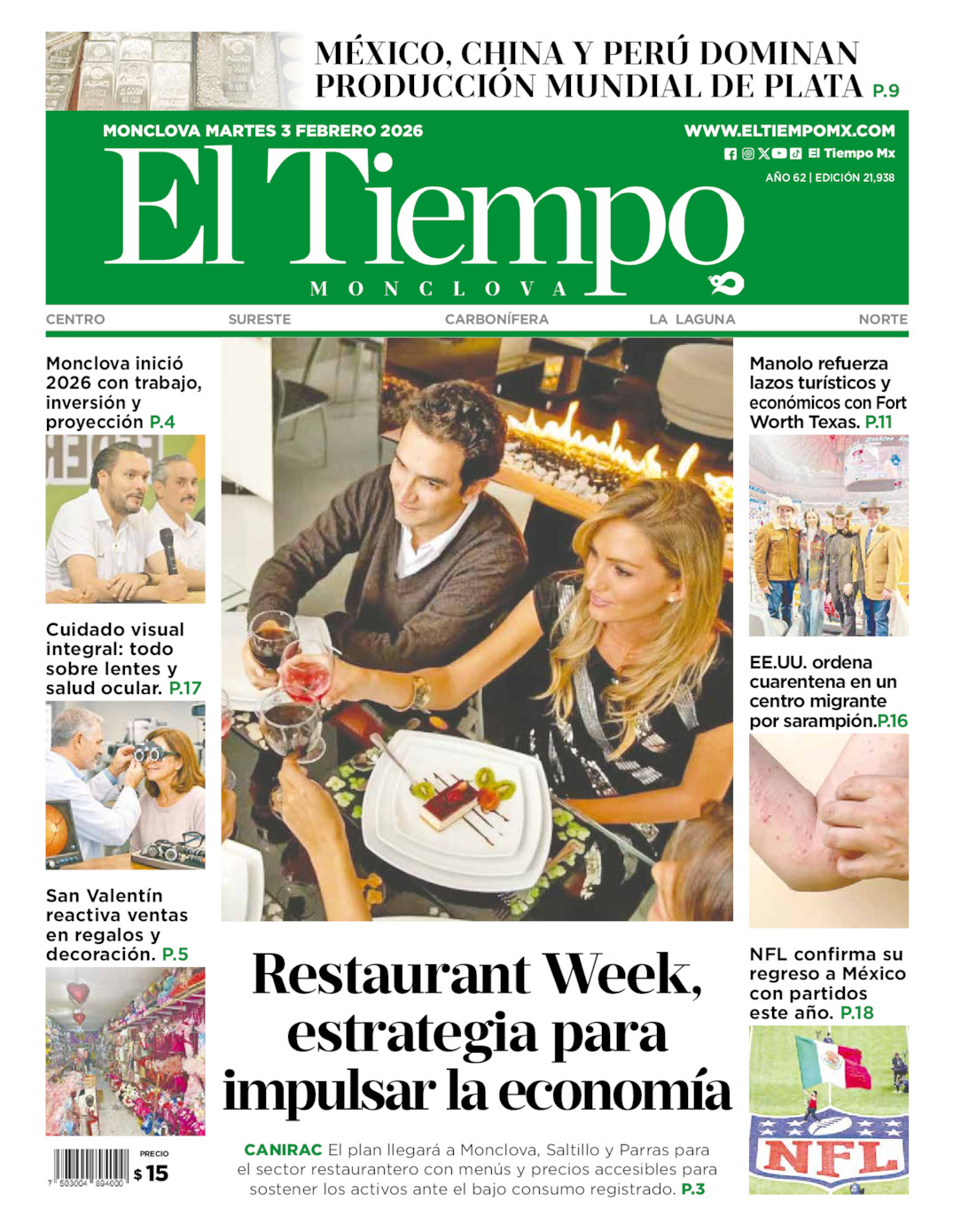 Edición impresa de El Tiempo Monclova