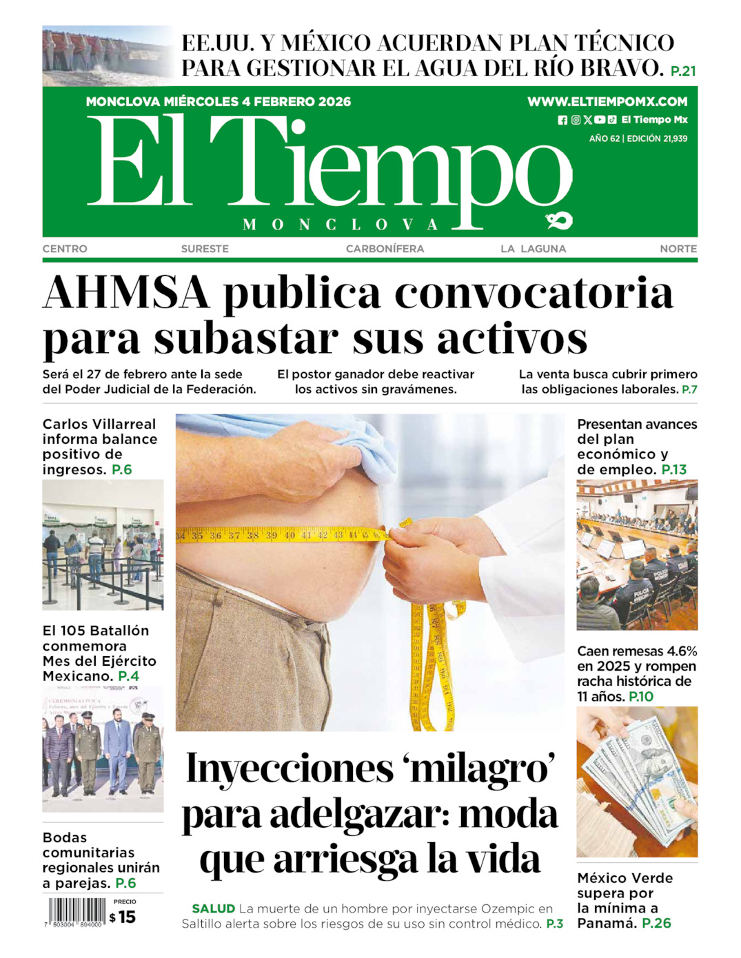Edición impresa de El Tiempo Monclova