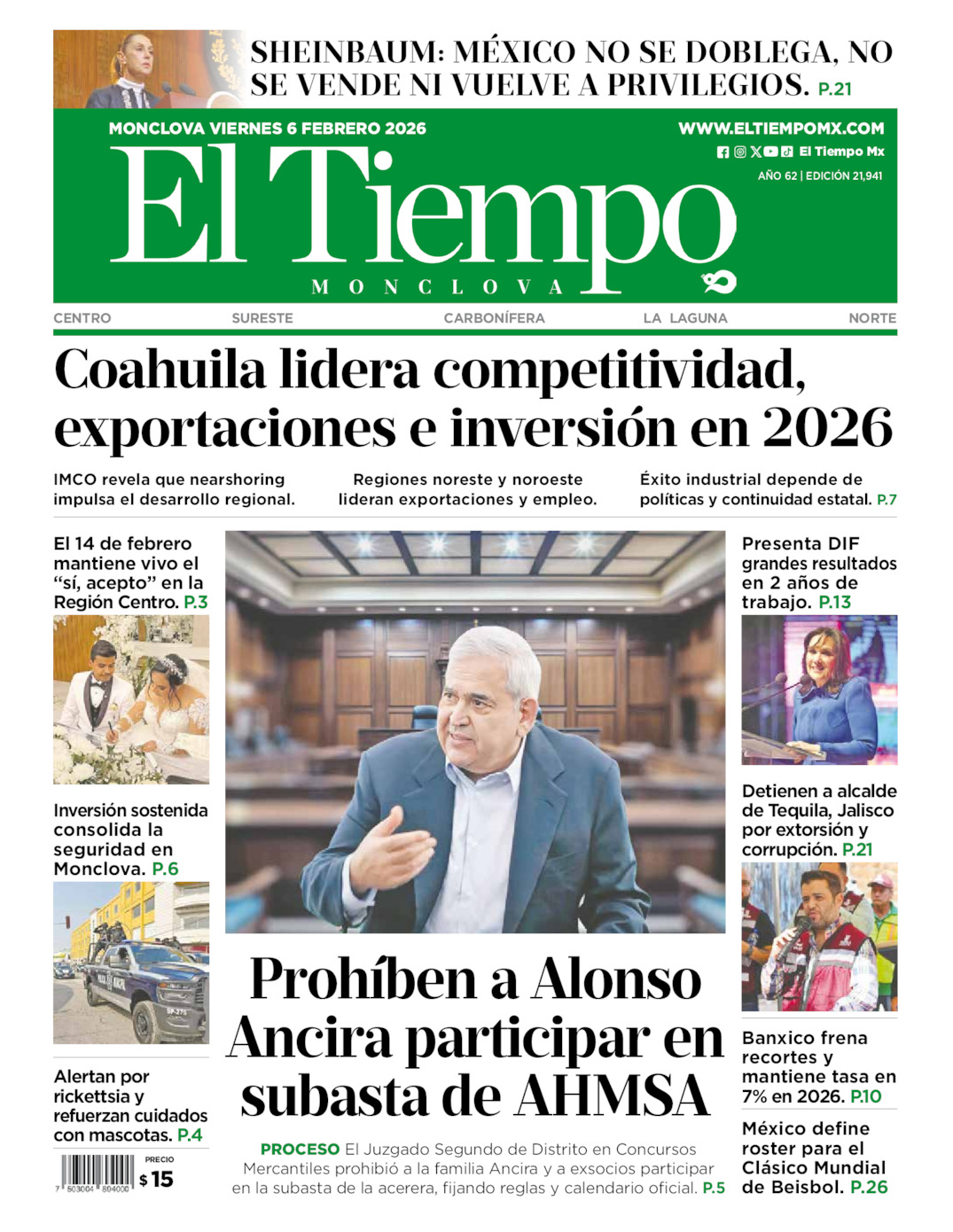 Edición impresa de El Tiempo Monclova