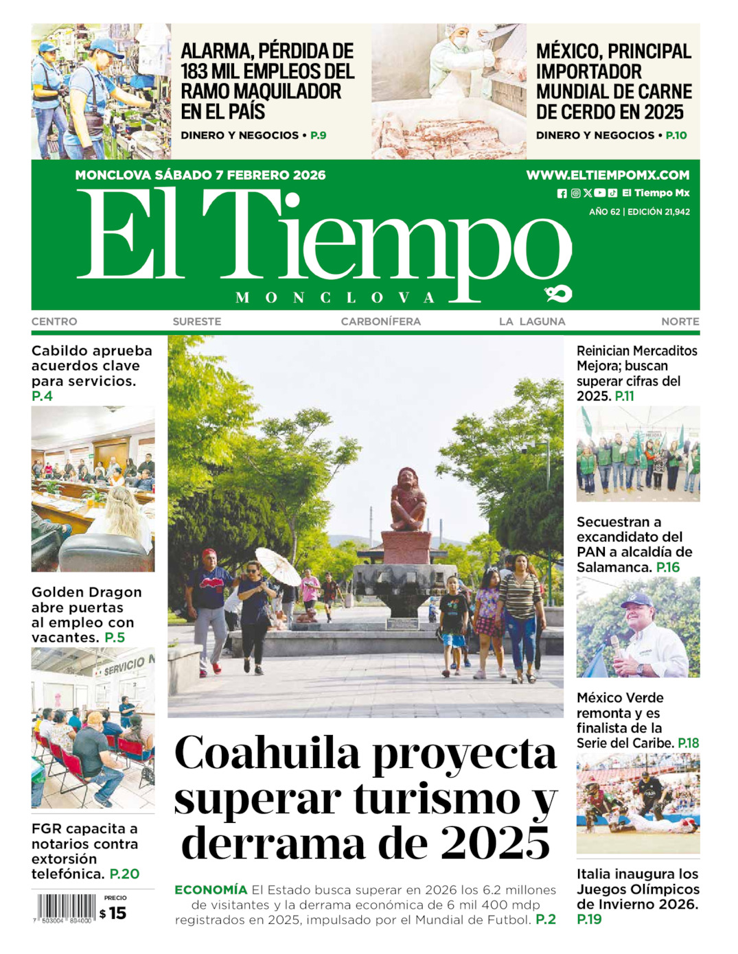 Edición impresa de El Tiempo Monclova