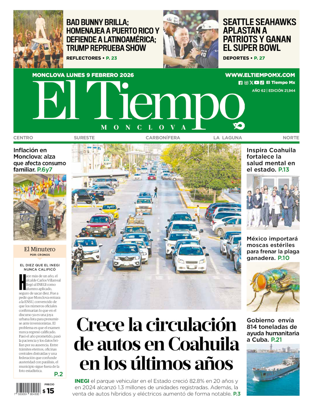 Portada del lun  9 de febrero de 2026