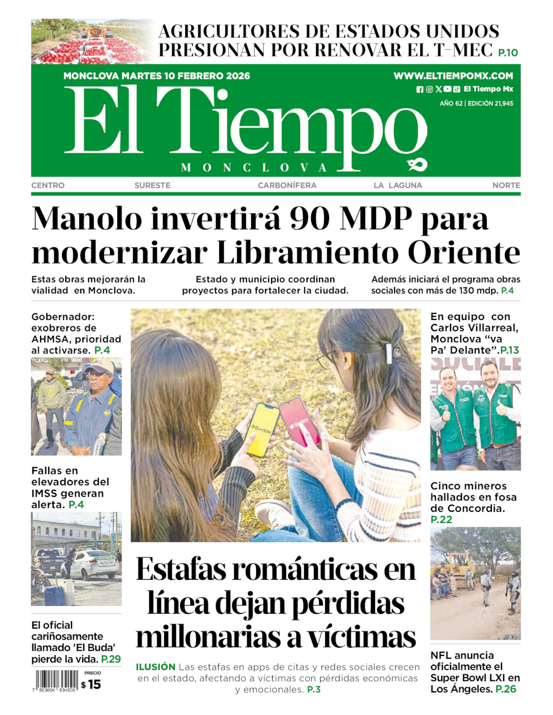 Edición impresa de El Tiempo Monclova