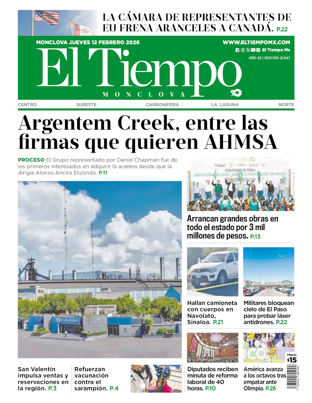 Edición impresa de El Tiempo Monclova