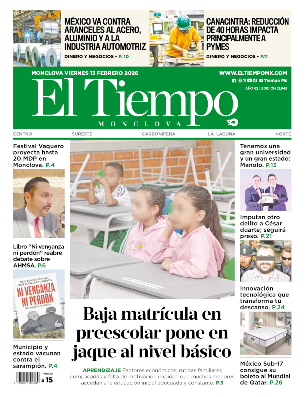 Edición impresa de El Tiempo Monclova