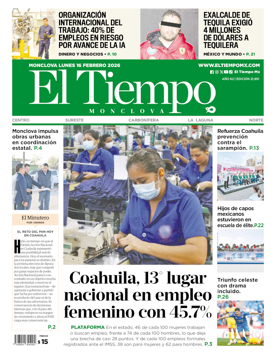 Edición impresa de El Tiempo Monclova