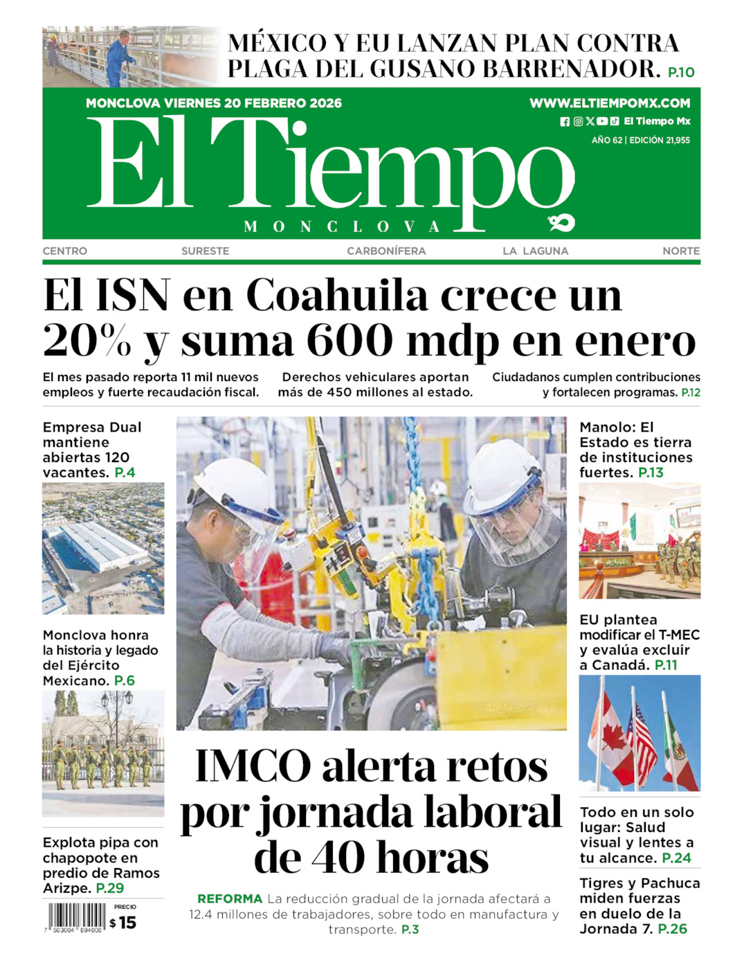 Edición impresa de El Tiempo Monclova