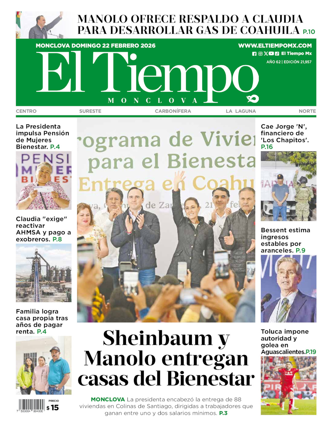 Edición impresa de El Tiempo Monclova