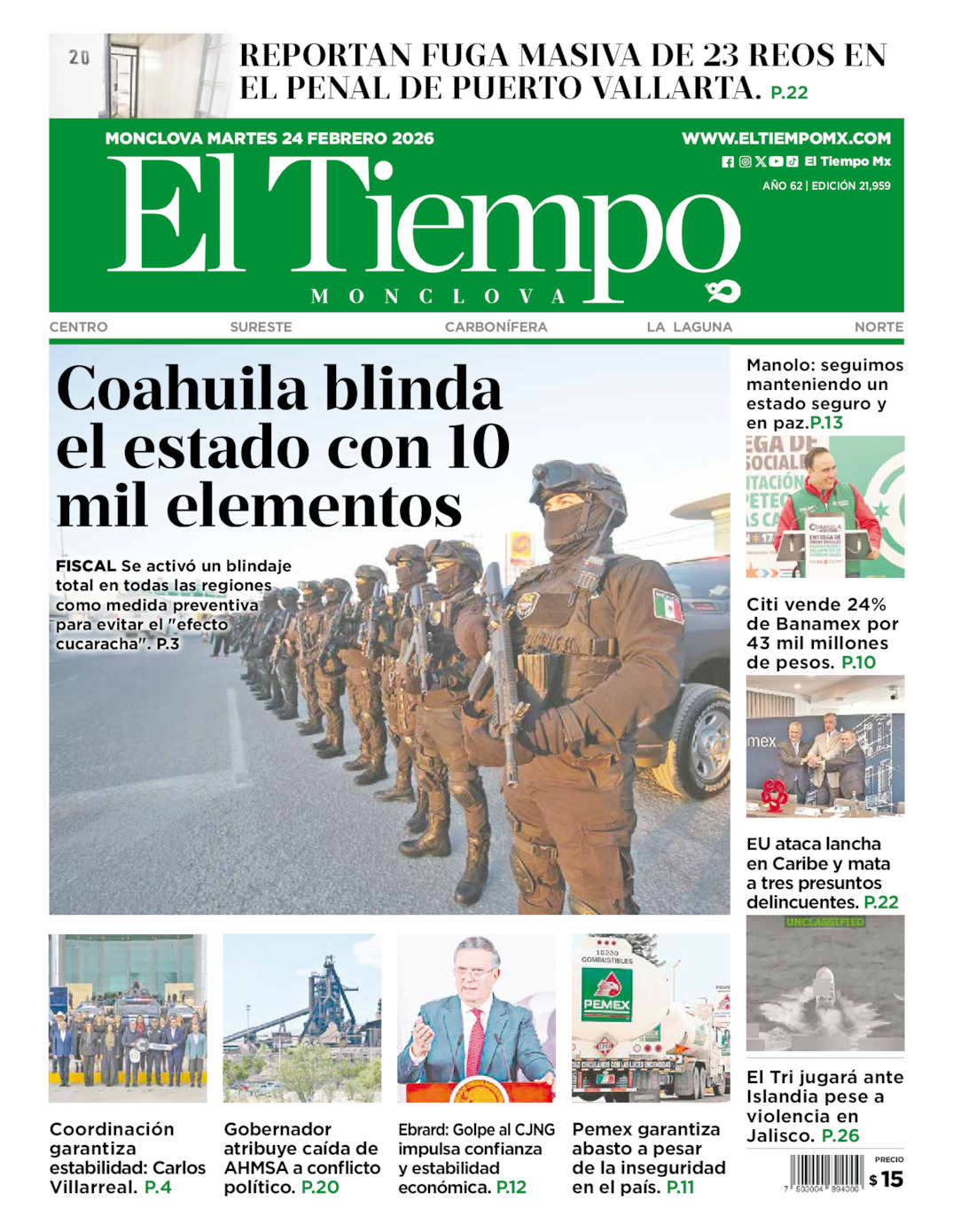 Edición impresa de El Tiempo Monclova