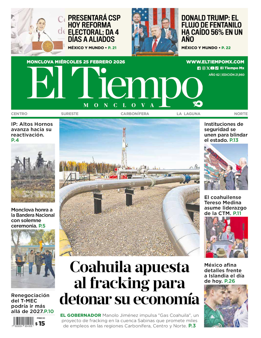 Edición impresa de El Tiempo Monclova