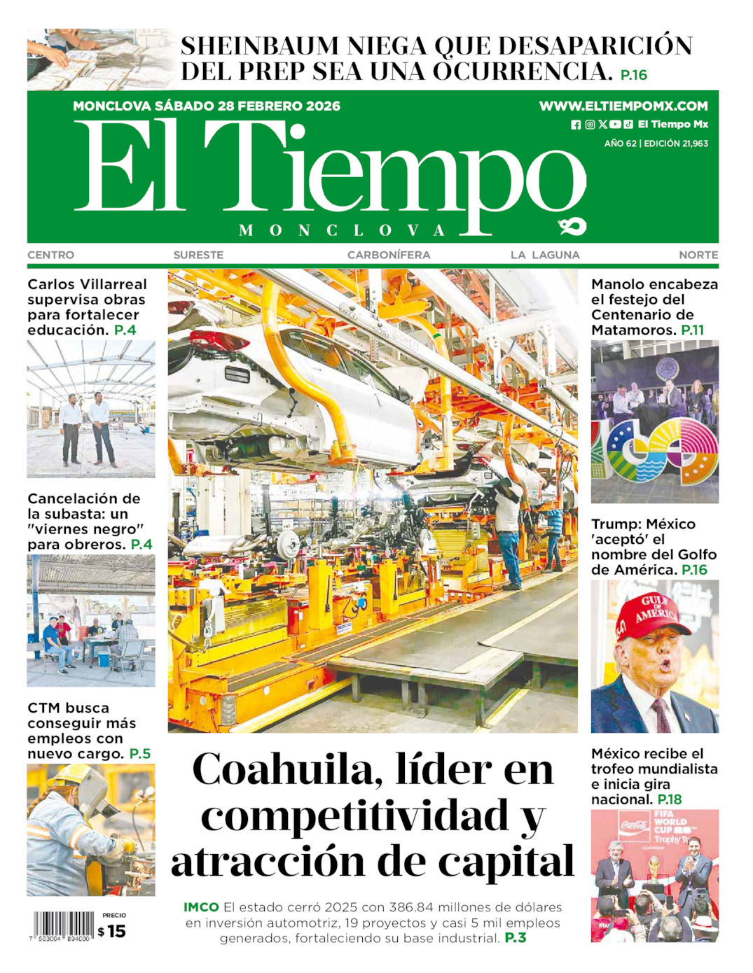 Edición impresa de El Tiempo Monclova