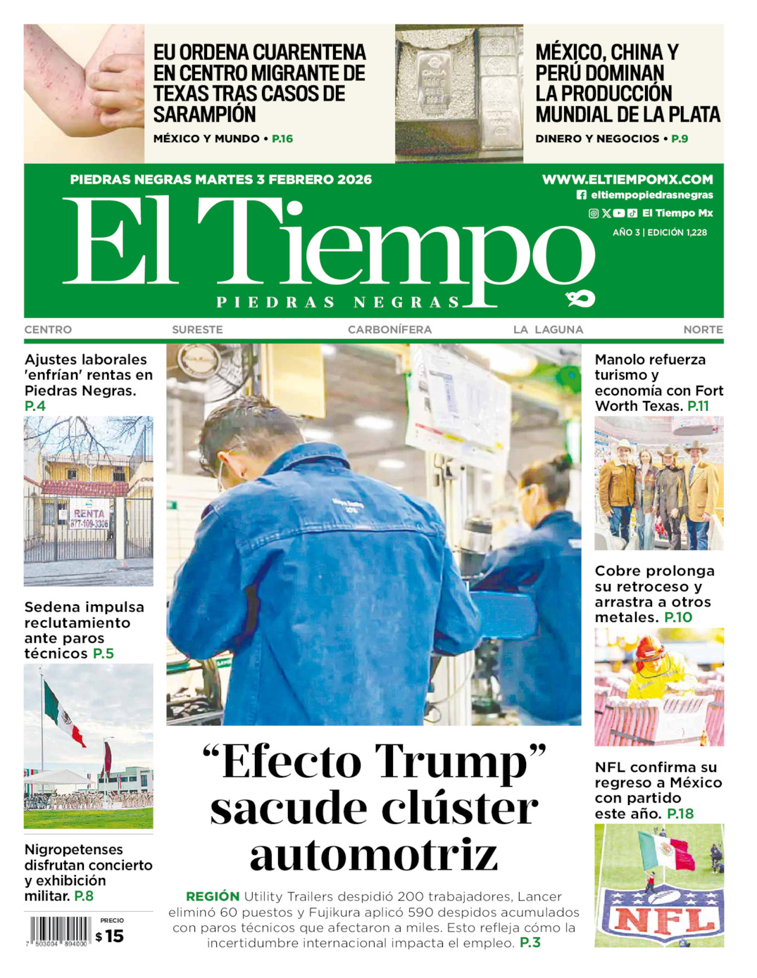 Edición impresa de El Tiempo Piedras Negras