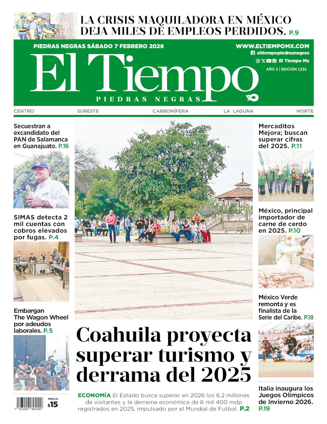 Edición impresa de El Tiempo Piedras Negras