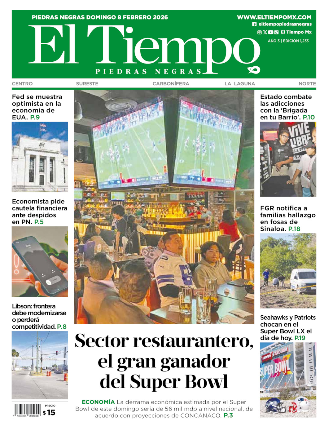 Edición impresa de El Tiempo Piedras Negras