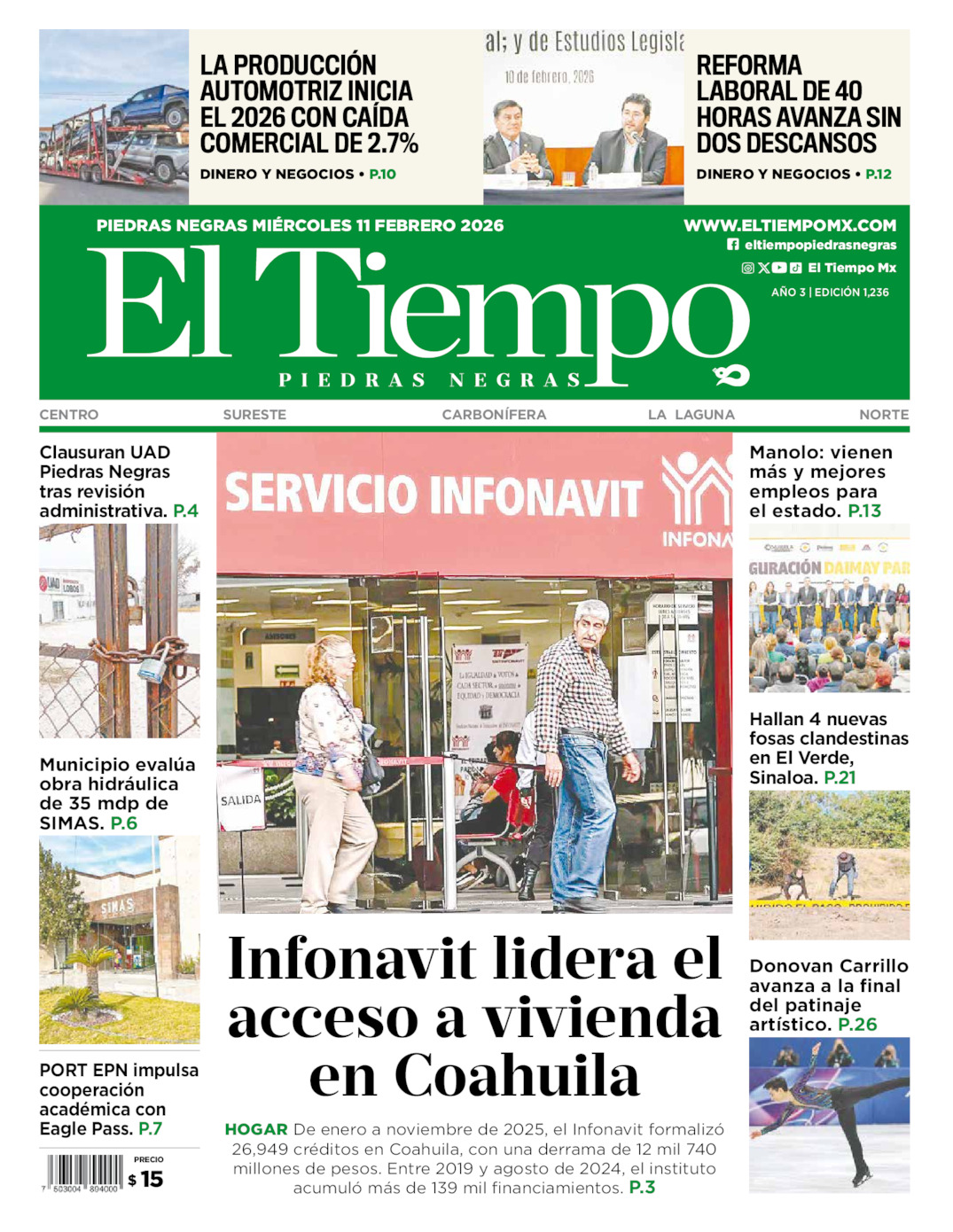 Edición impresa de El Tiempo Piedras Negras