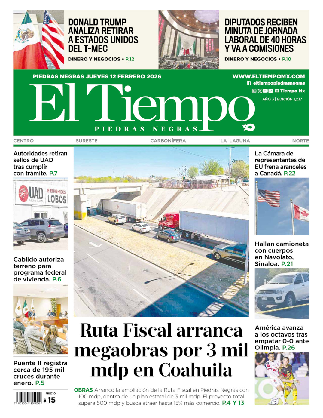 Edición impresa de El Tiempo Piedras Negras