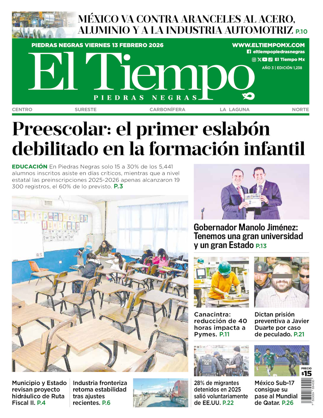 Edición impresa de El Tiempo Piedras Negras