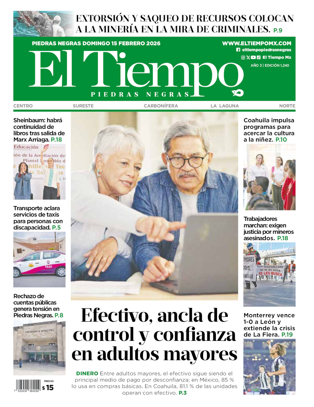 Edición impresa de El Tiempo Piedras Negras