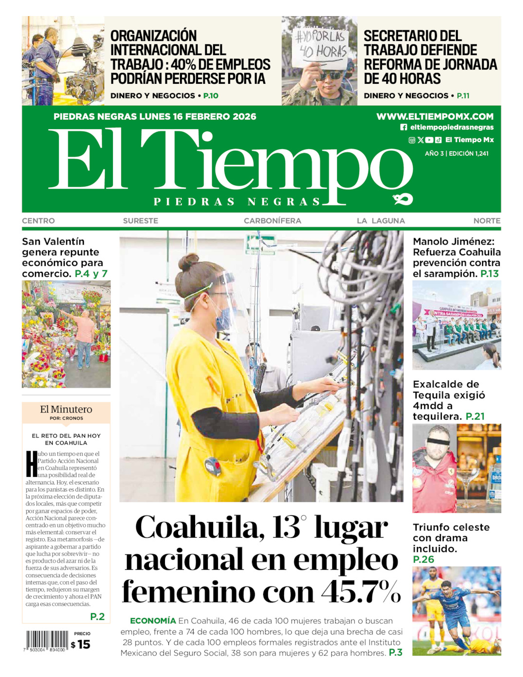 Edición impresa de El Tiempo Piedras Negras