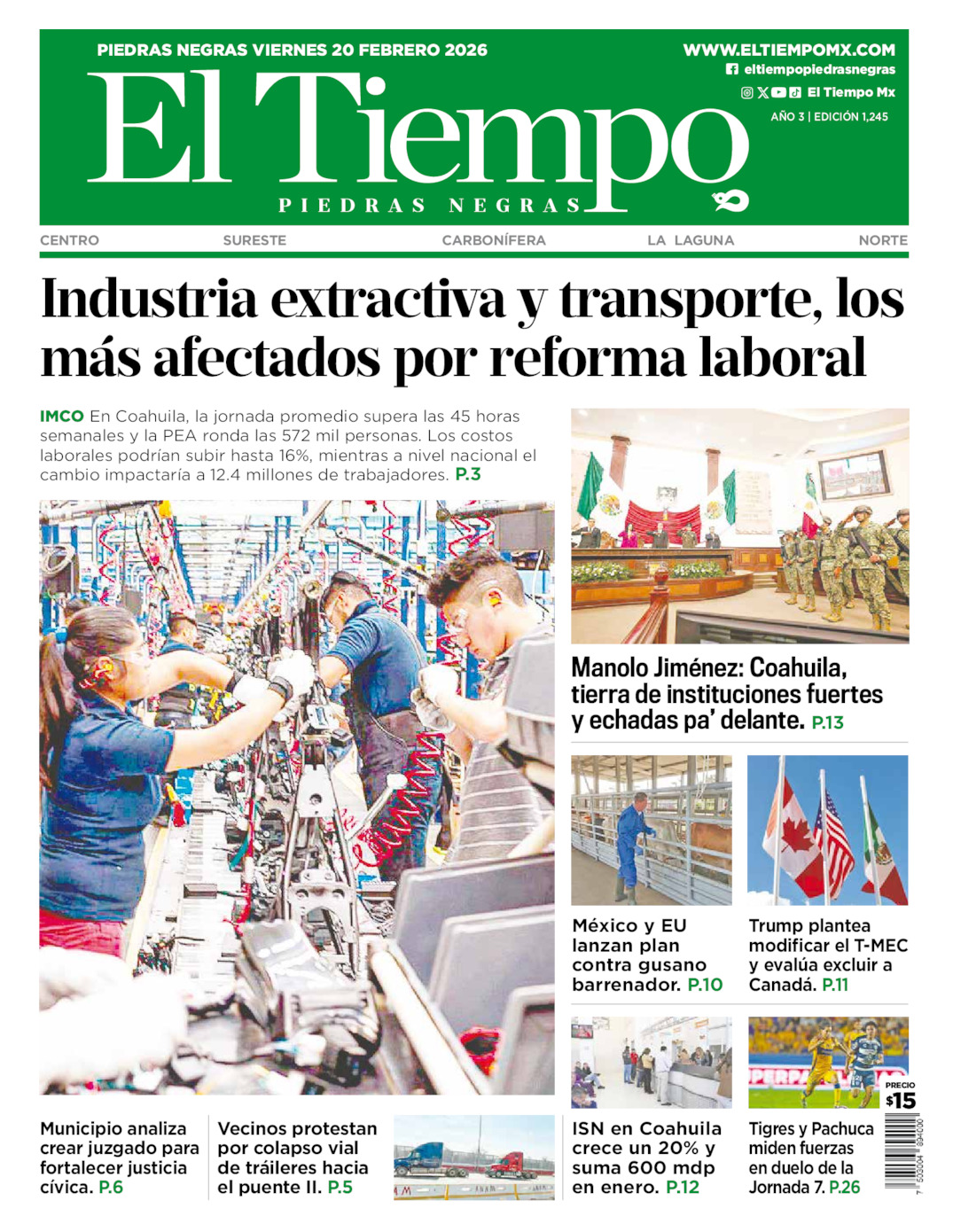 Edición impresa de El Tiempo Piedras Negras