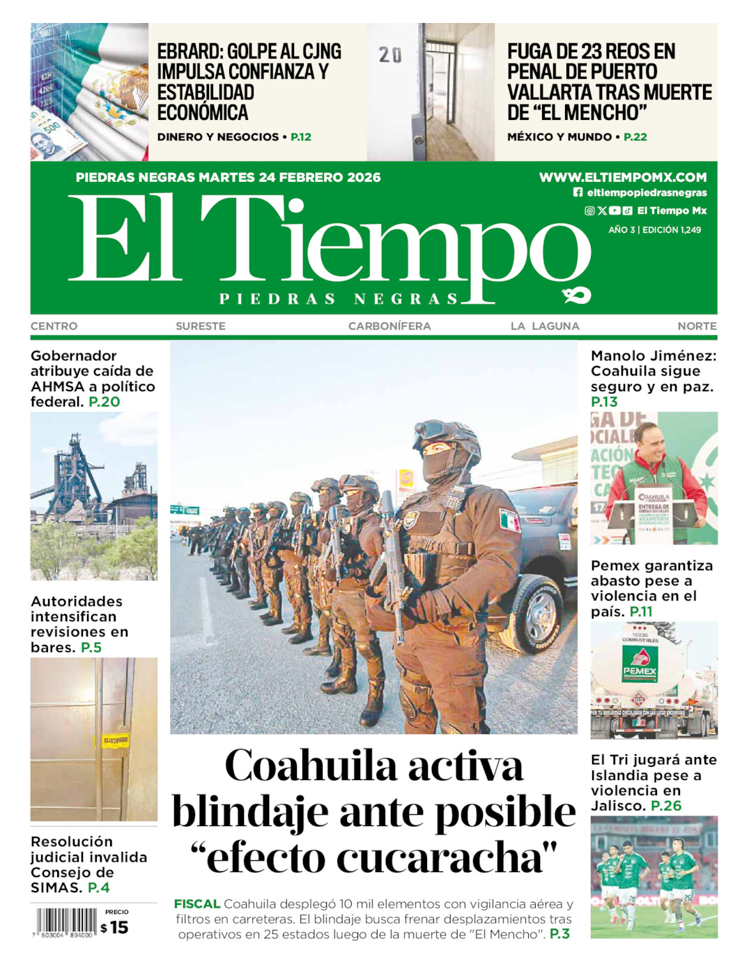 Edición impresa de El Tiempo Piedras Negras