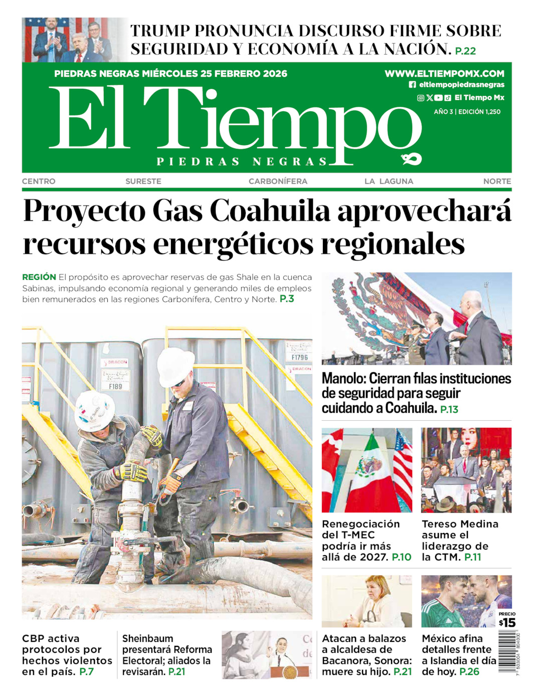 Edición impresa de El Tiempo Piedras Negras