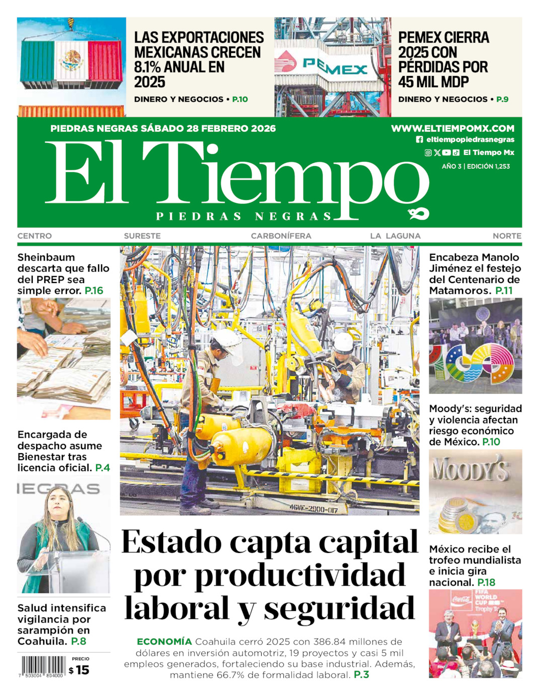 Edición impresa de El Tiempo Piedras Negras