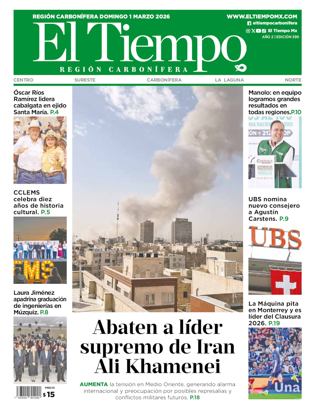 Edición impresa de El Tiempo Región Carbonífera
