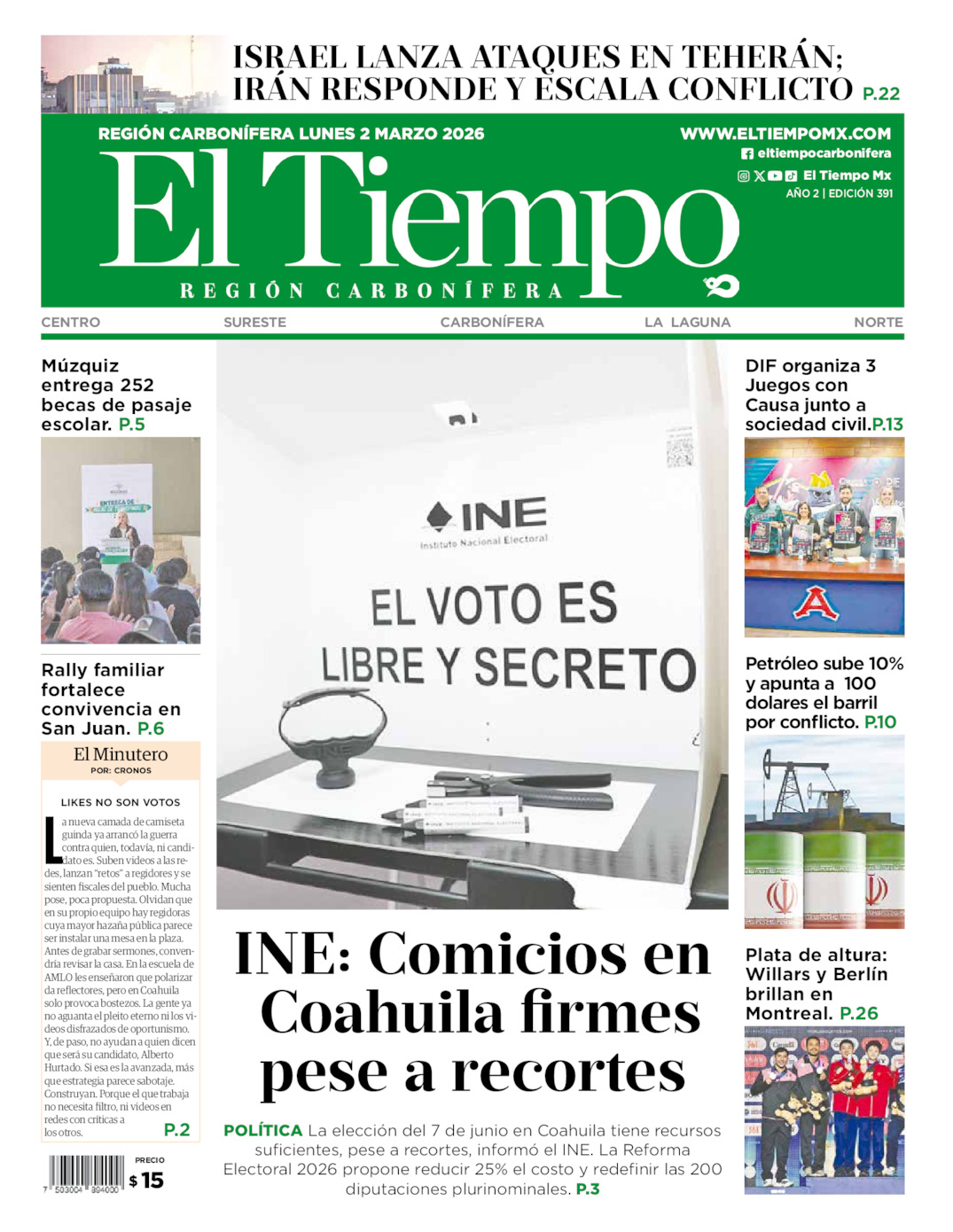 Edición impresa de El Tiempo Región Carbonífera
