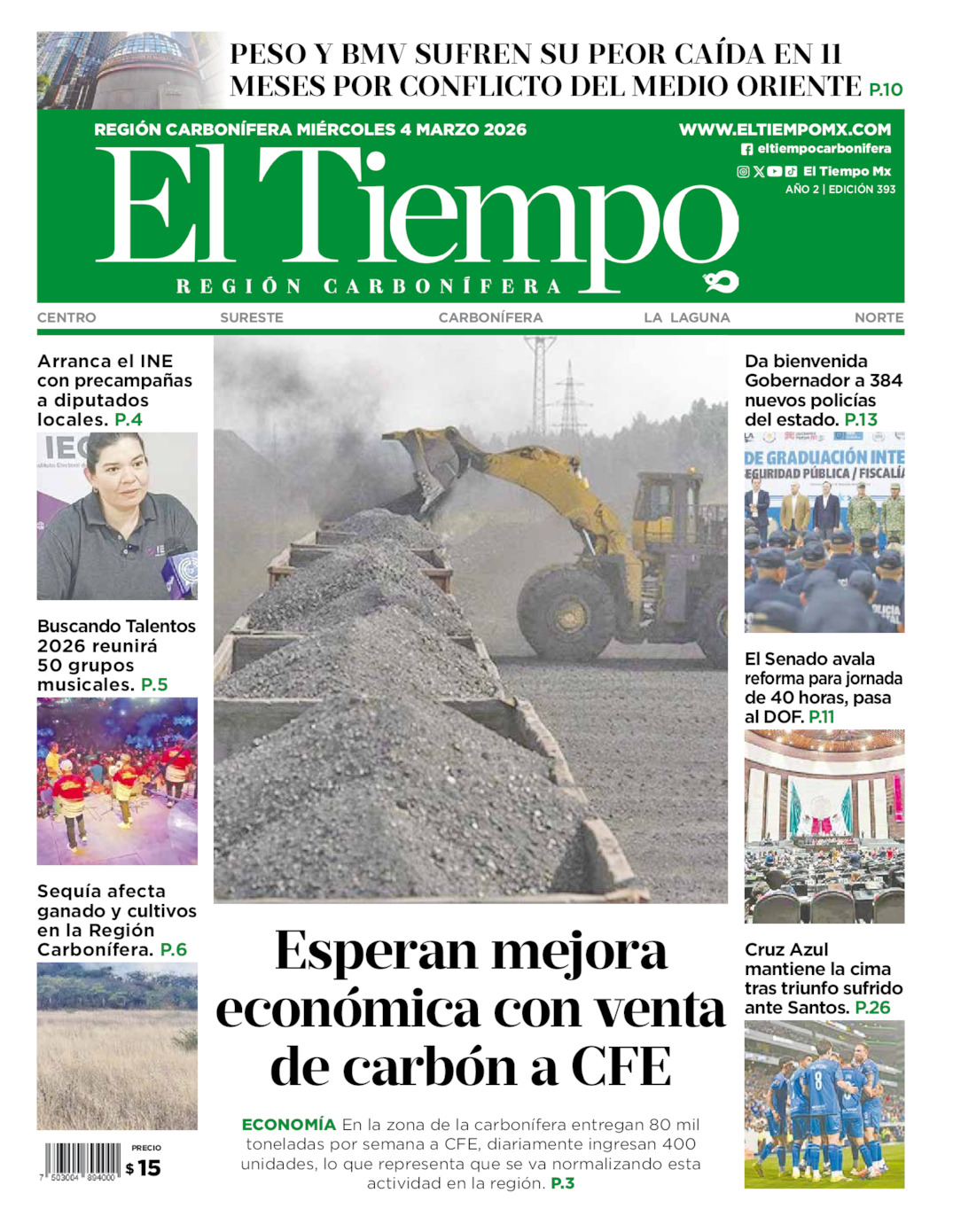 Edición impresa de El Tiempo Región Carbonífera