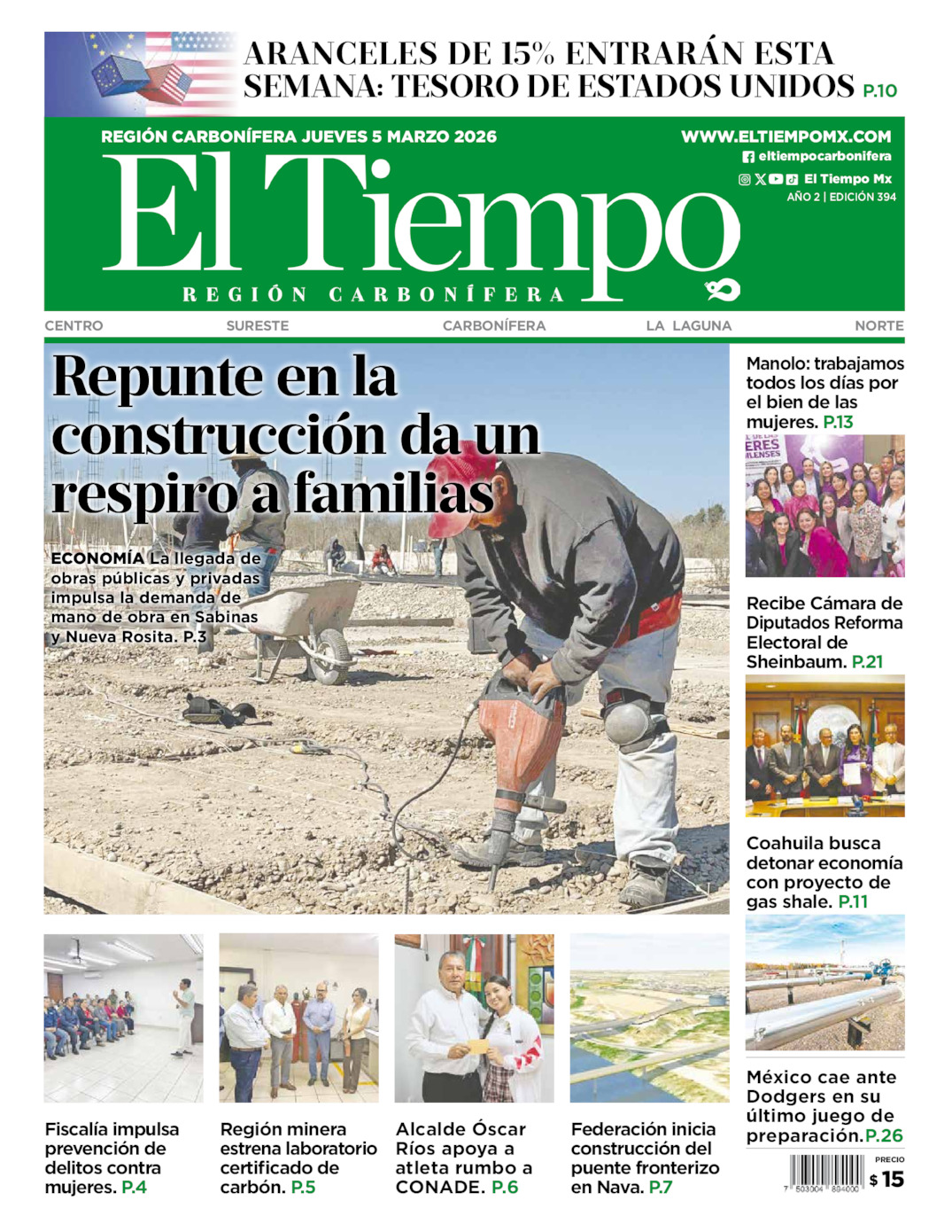 Edición impresa de El Tiempo Región Carbonífera
