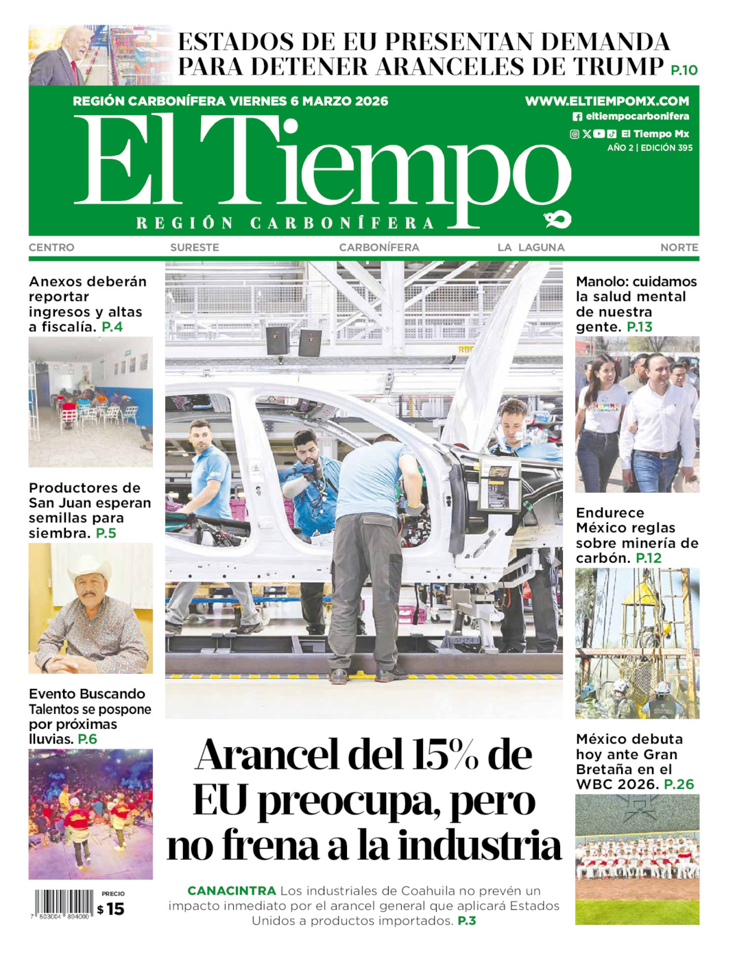 Edición impresa de El Tiempo Región Carbonífera