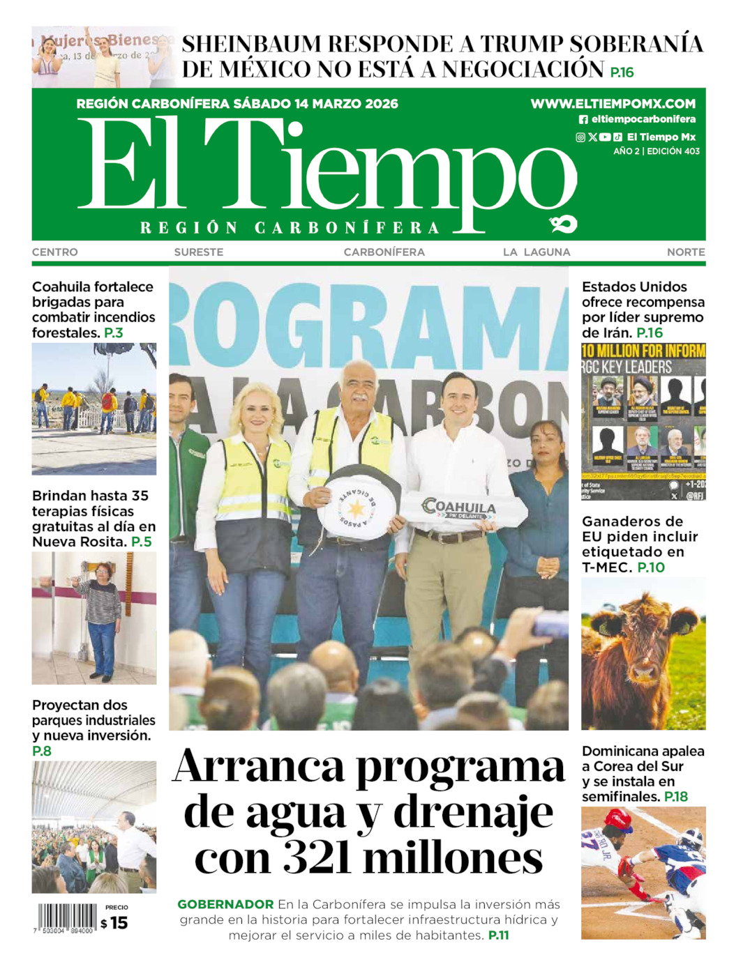 Edición impresa de El Tiempo Región Carbonífera