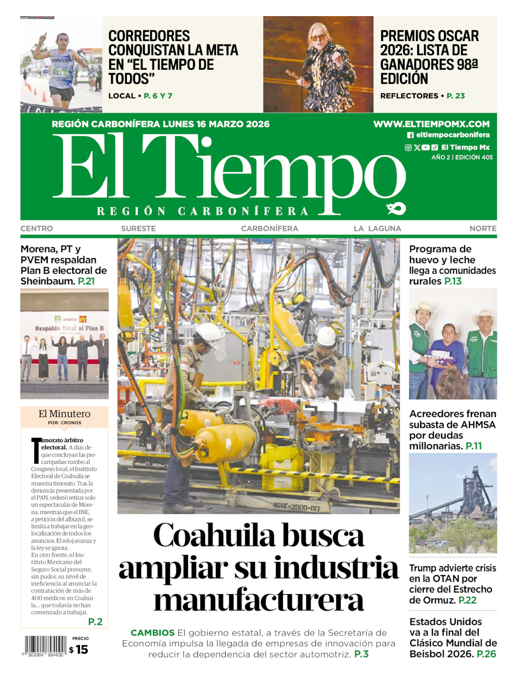 Edición impresa de El Tiempo Región Carbonífera