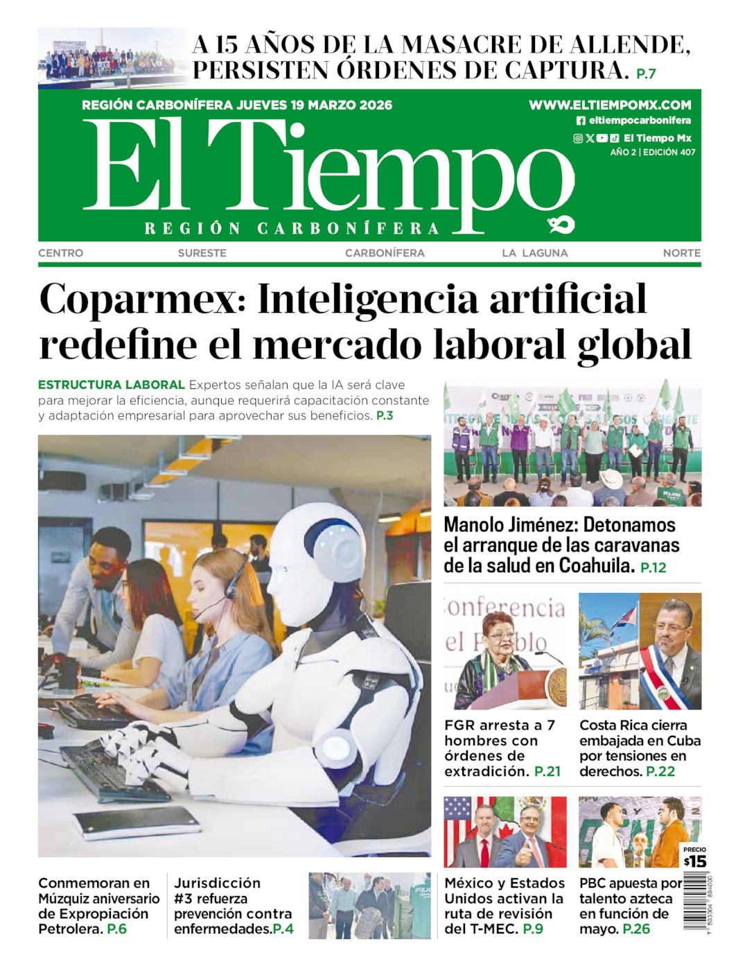 Edición impresa de El Tiempo Región Carbonífera