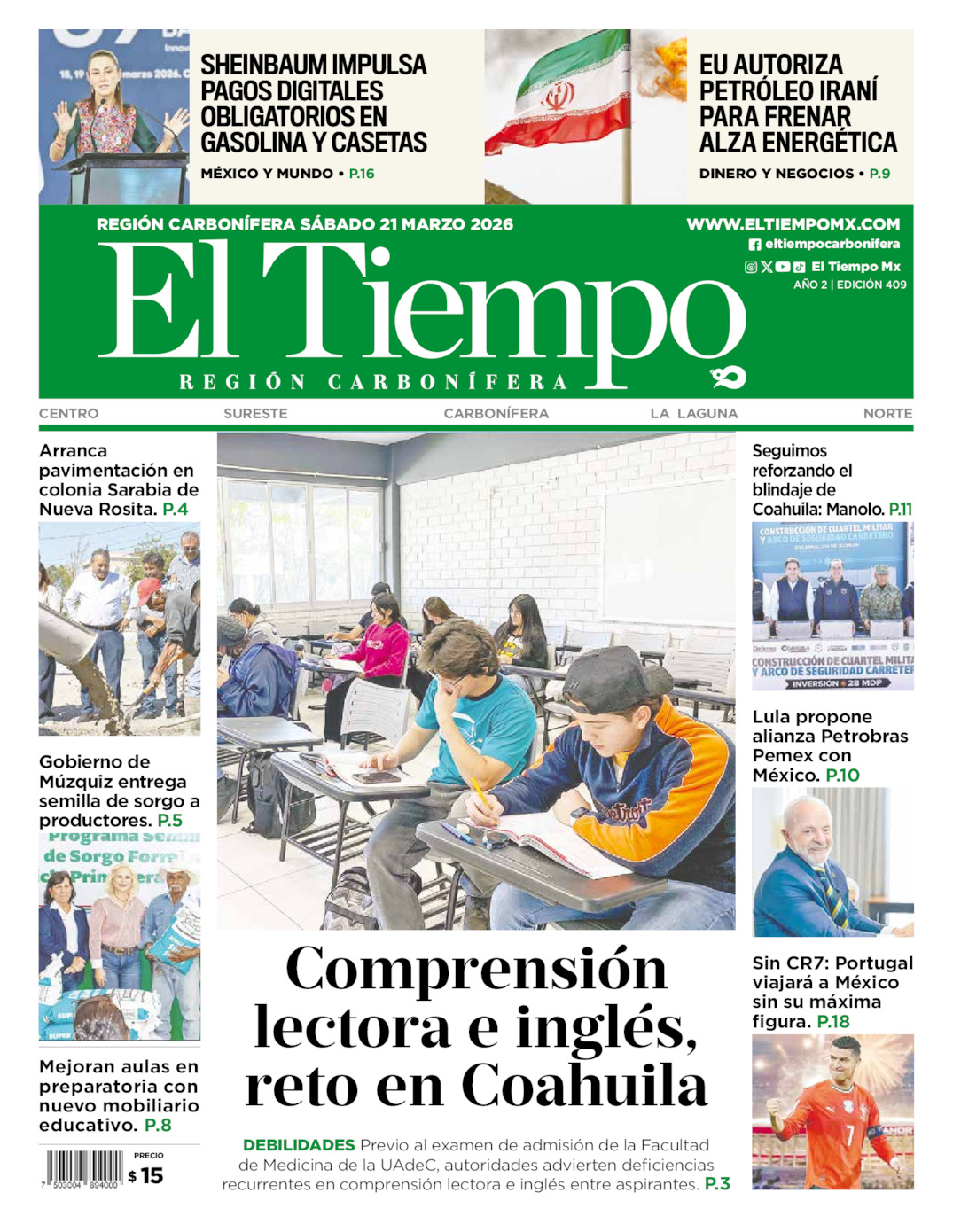 Edición impresa de El Tiempo Región Carbonífera