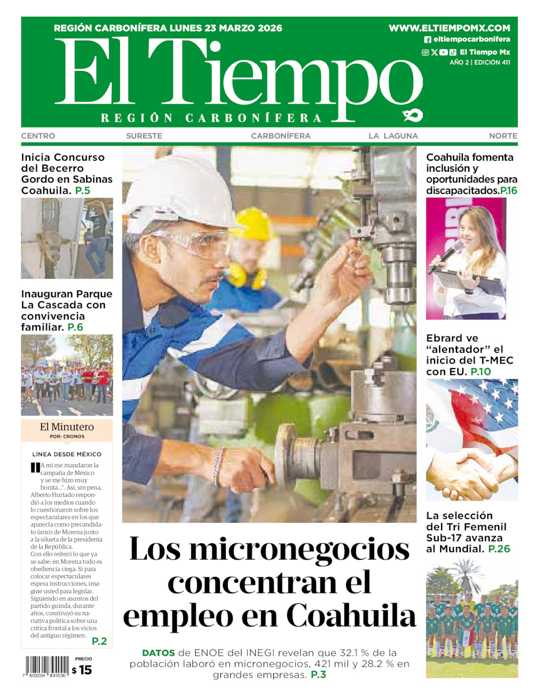Edición impresa de El Tiempo Región Carbonífera