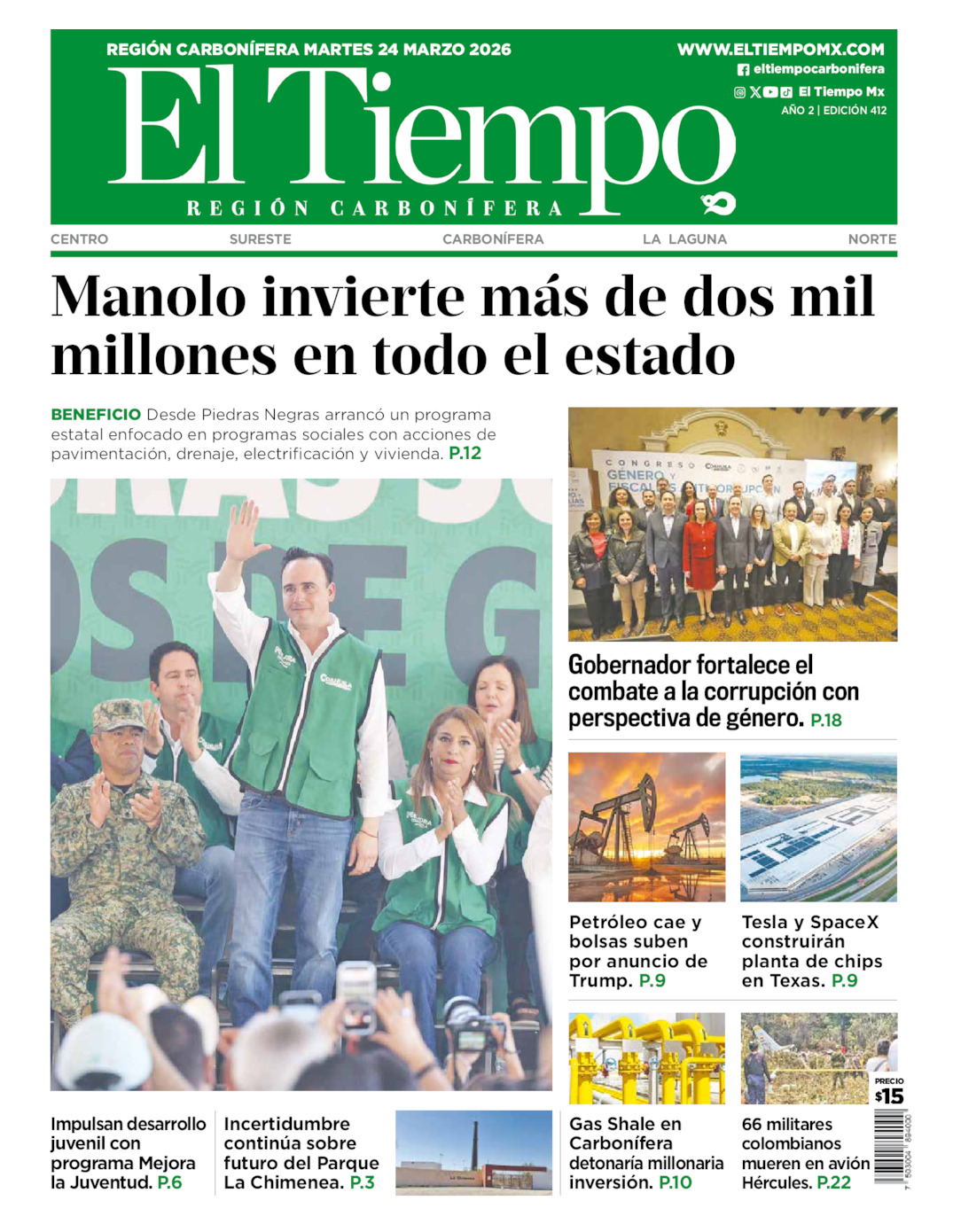 Edición impresa de El Tiempo Región Carbonífera