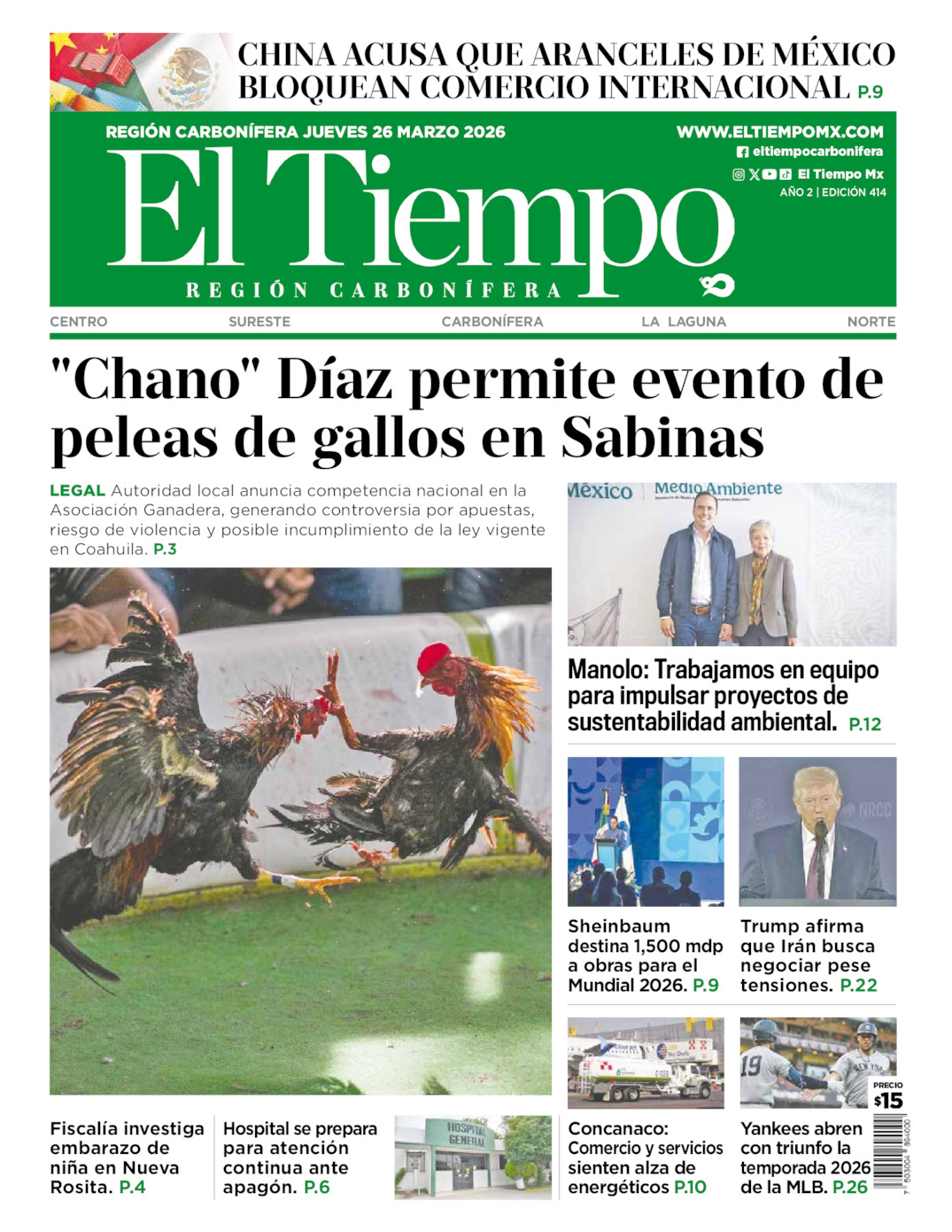 Edición impresa de El Tiempo Región Carbonífera