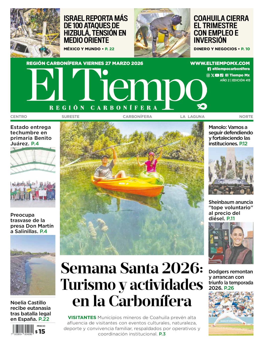 Edición impresa de El Tiempo Región Carbonífera