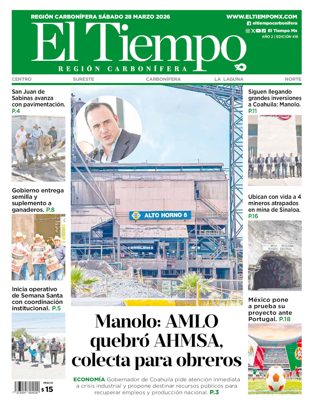Edición impresa de El Tiempo Región Carbonífera