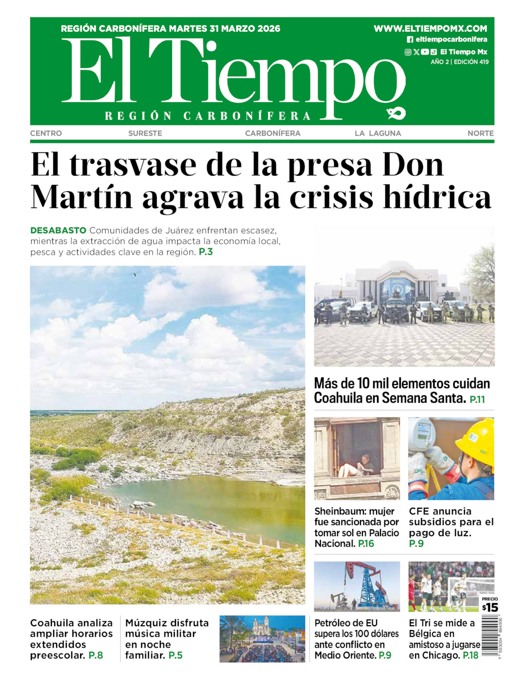 Edición impresa de El Tiempo Región Carbonífera