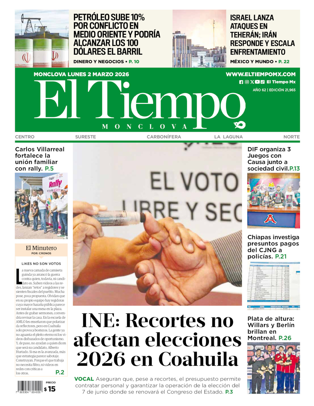 Edición impresa de El Tiempo Monclova