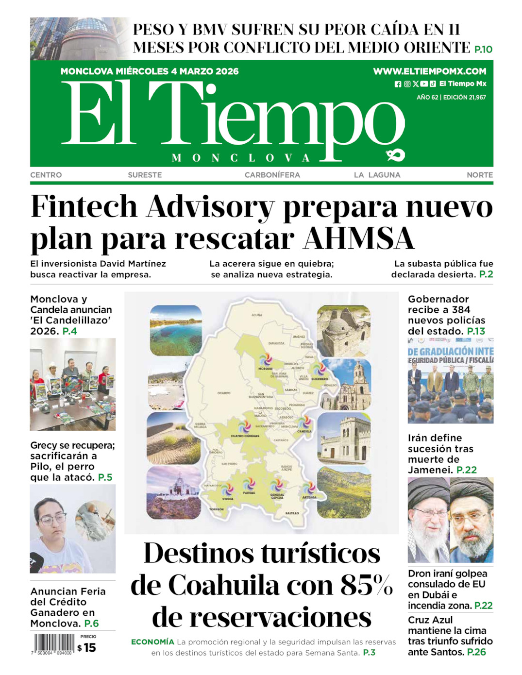 Edición impresa de El Tiempo Monclova