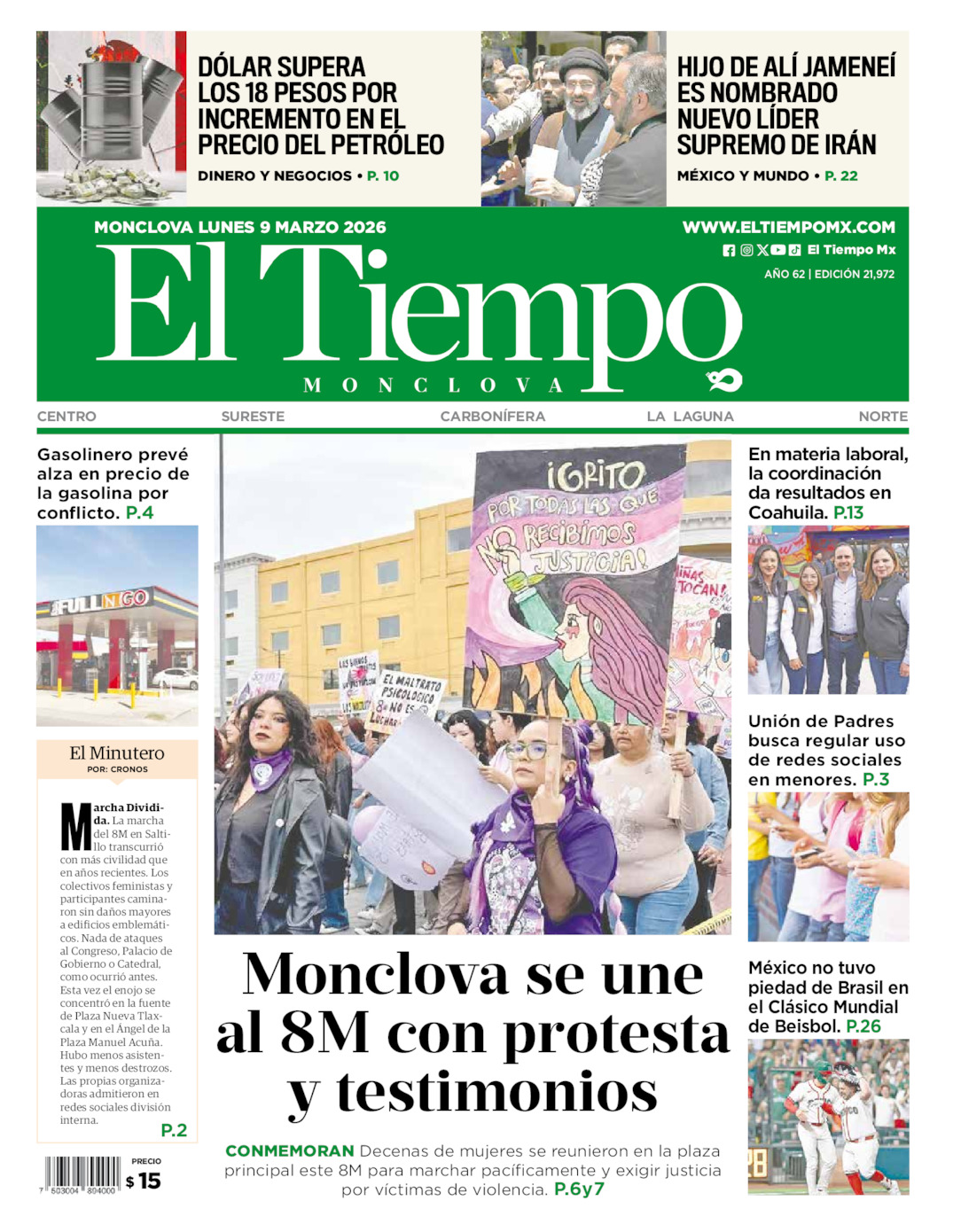 Edición impresa de El Tiempo Monclova